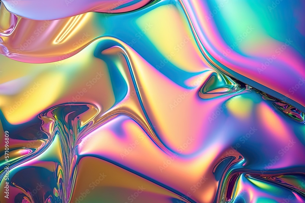 Holographic liquid background. Holograph color texture with foil effect